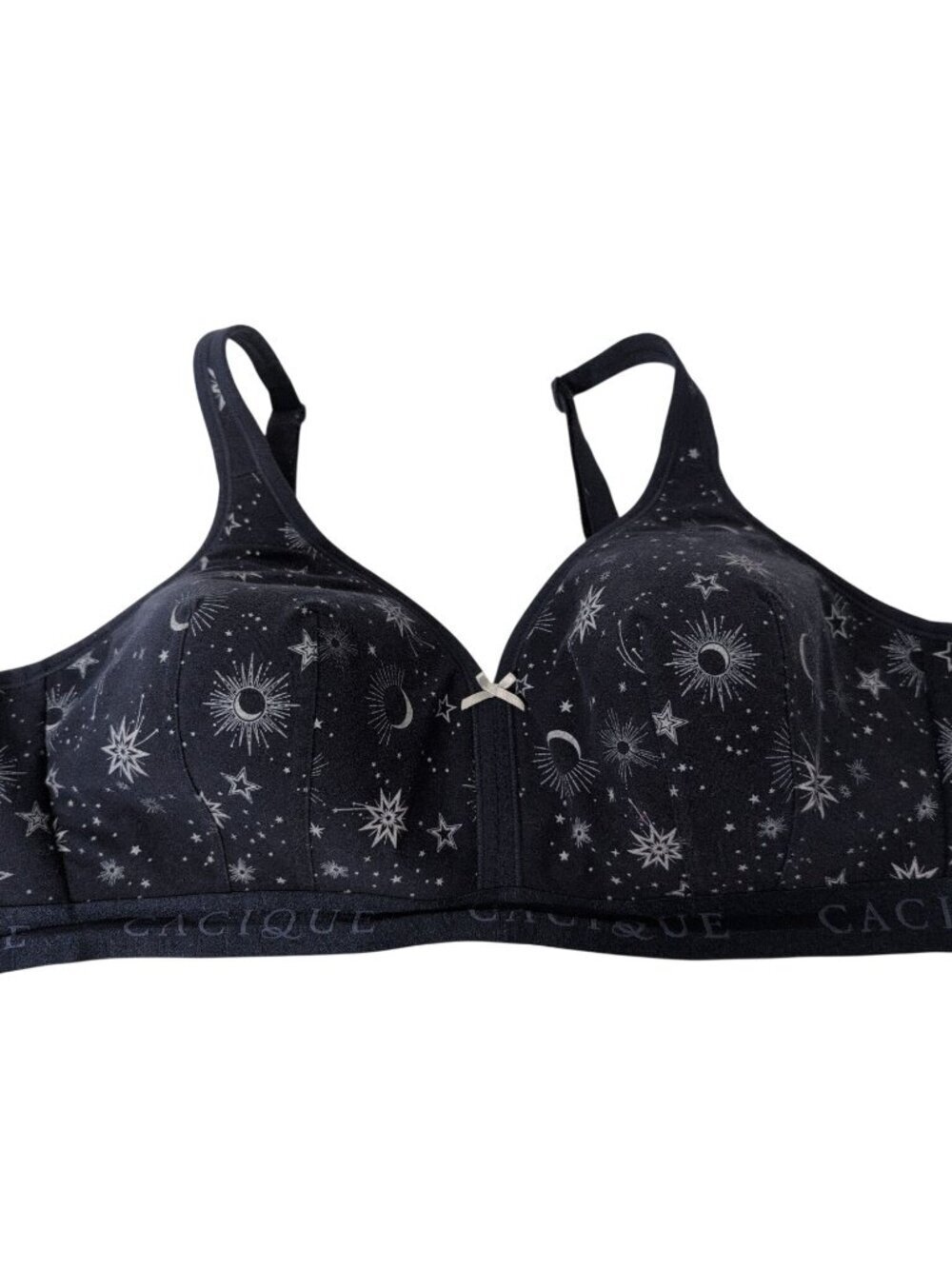 Cacique Lightly Lined No Wire Bra Womens Size 44C Blue Galaxy Stars Stretch